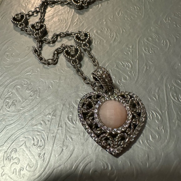 Vintage Judith Ripka 925 sterling silver and CZ heart charm necklace - Picture 9 of 12